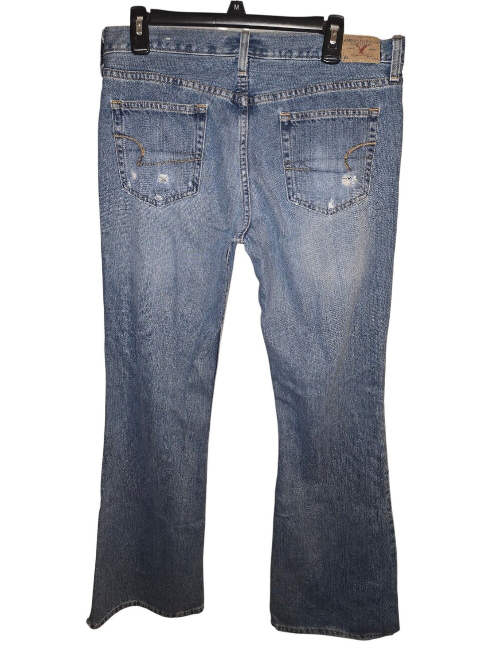 Vtg American Eagle Hipster Flare Denim Jeans Distressed Sz 12 100% Cotton Hippie - Picture 3 of 8